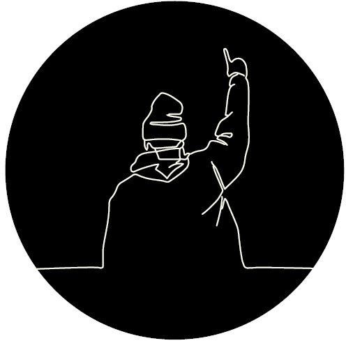 icone homme de dos doigt en l'air