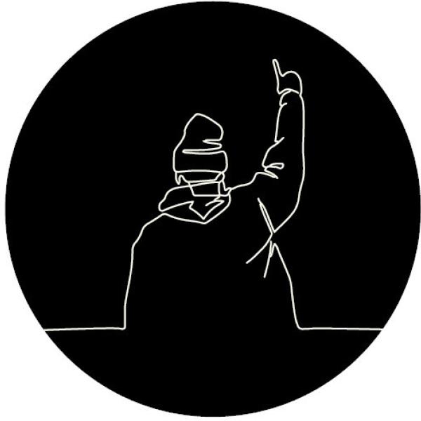 icone homme de dos doigt en l'air